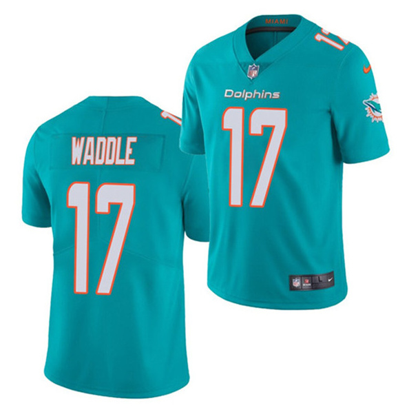 Youth Miami Dolphins #17 Jaylen Waddle Aqua 2021 Vapor Untouchable Limited Stitched Jersey
